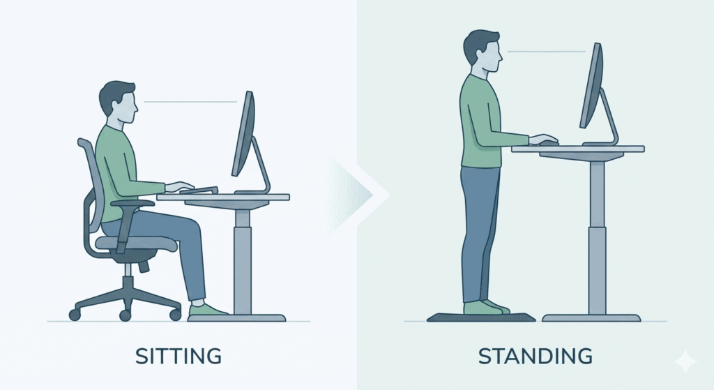 sitting vs standing posture for back pain