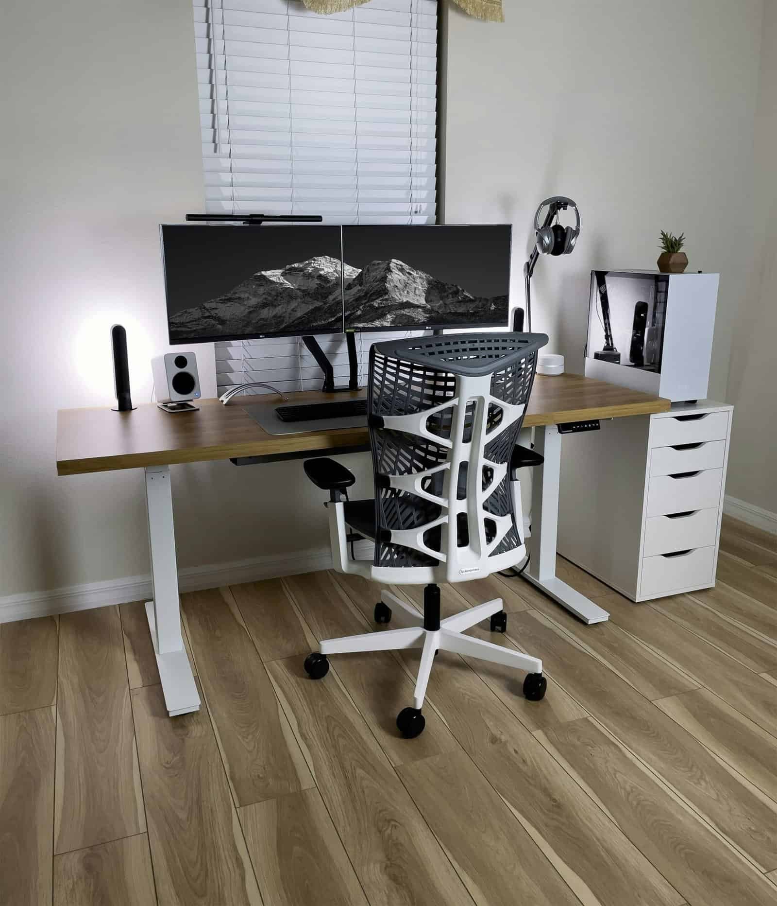 Ergonomic home office setup with a standing desk